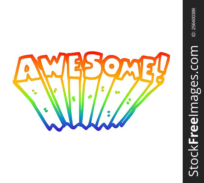 Rainbow Gradient Line Drawing Cartoon Awesome Word