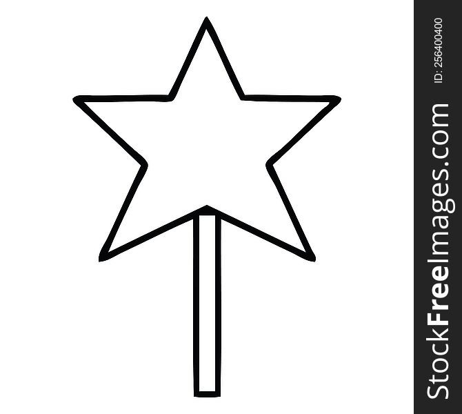 Line Drawing Cartoon Star Wand