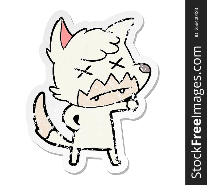 Distressed Sticker Of A Cartoon Dead Fox