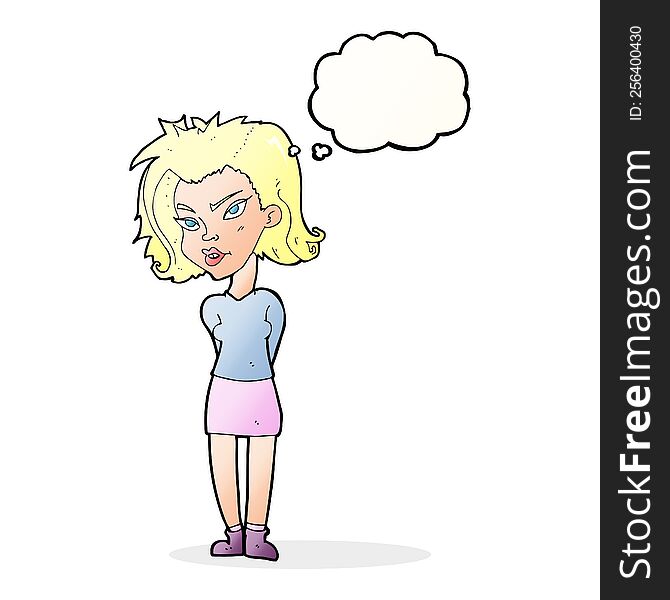 Cartoon Woman With Thought Bubble