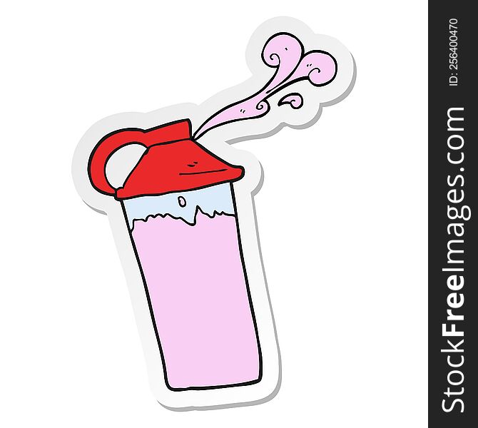 Sticker Of A Cartoon Protein Shake