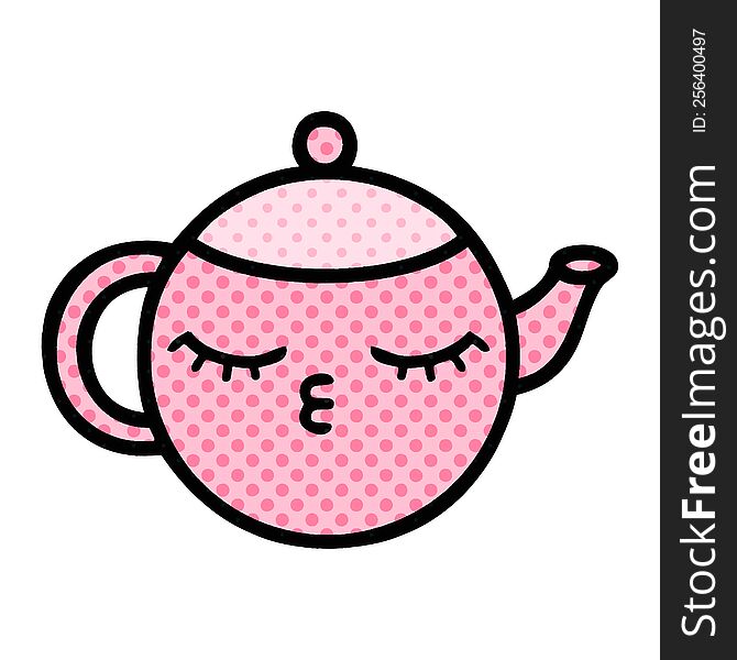 Comic Book Style Cartoon Teapot
