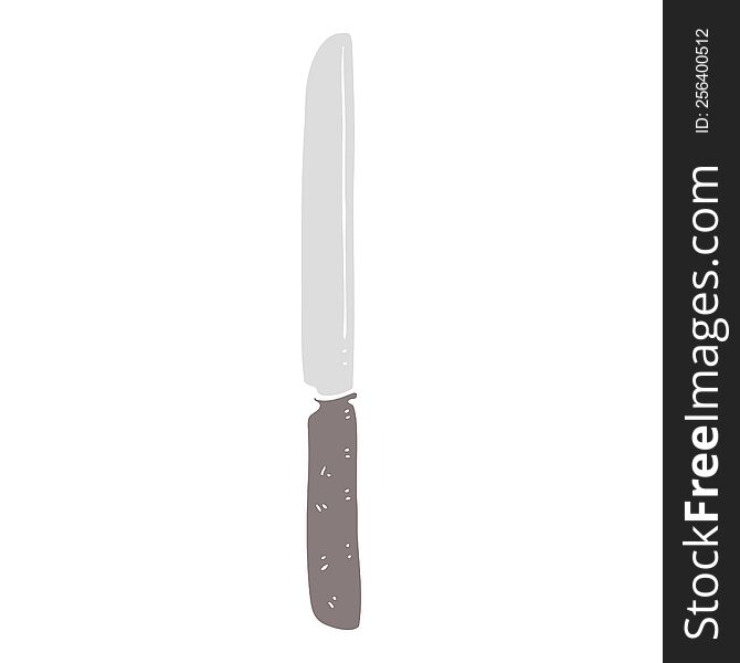 Flat Color Illustration Of A Cartoon Cutlery Knife