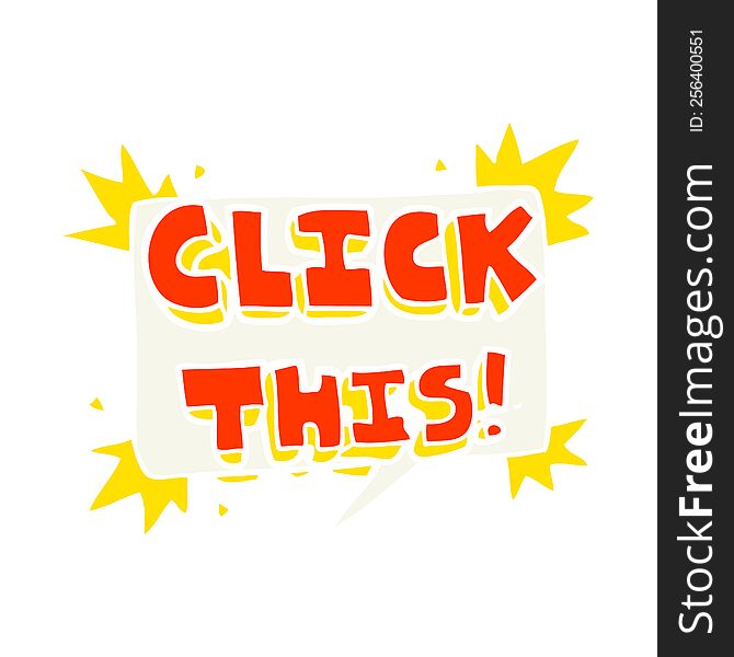 flat color illustration of click here sign. flat color illustration of click here sign