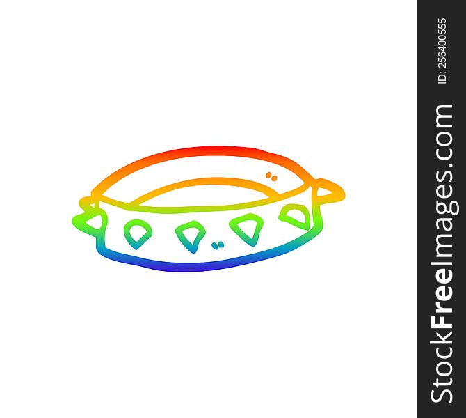 rainbow gradient line drawing of a cartoon spiked dog collar
