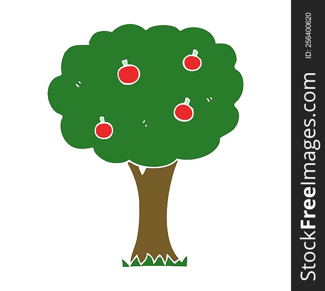 flat color style cartoon apple tree