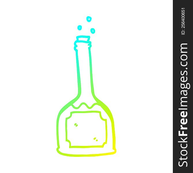 cold gradient line drawing of a cartoon bottle of red wine