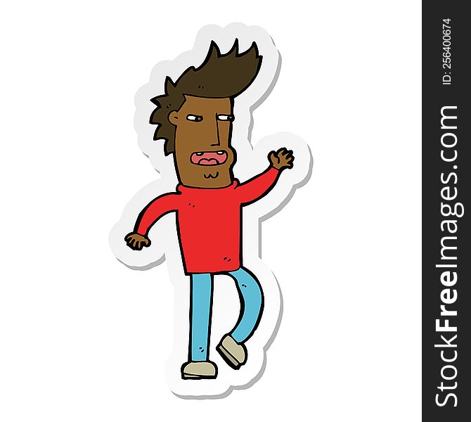 Sticker Of A Cartoon Loudmouth Man