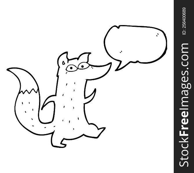 freehand drawn speech bubble cartoon cute wolf