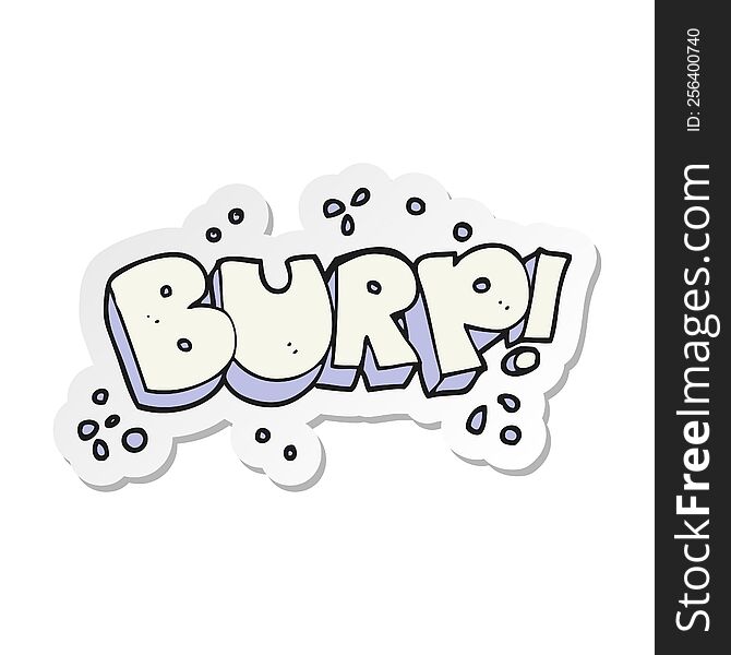Sticker Of A Cartoon Burp Text
