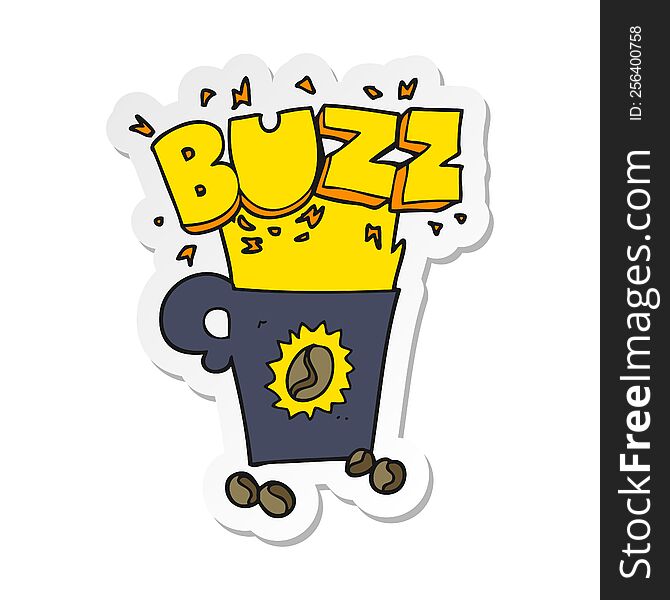 Sticker Of A Cartoon Crazy Powerful Coffee