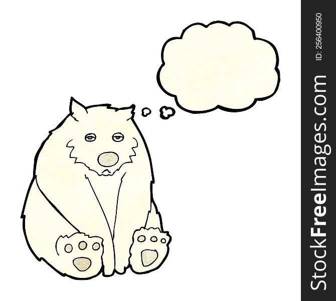 cartoon unhappy polar bear with thought bubble