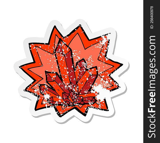 retro distressed sticker of a cartoon crystals