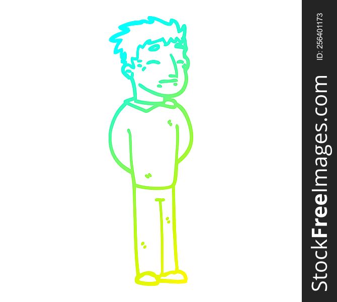 Cold Gradient Line Drawing Cartoon Man Standing