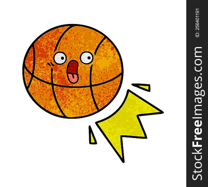 Retro Grunge Texture Cartoon Basketball