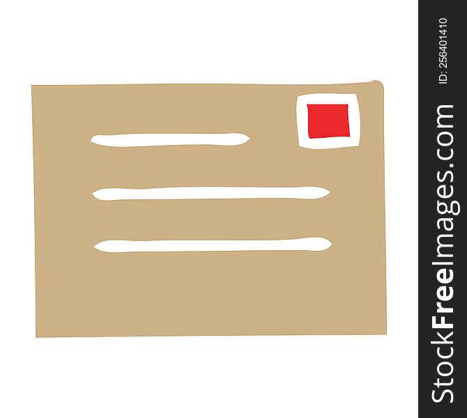 flat color retro cartoon of a paper envelope