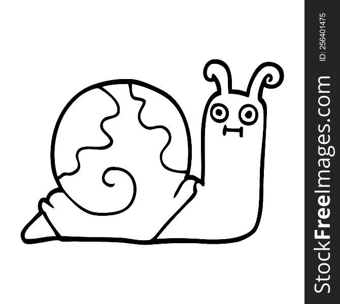 line drawing cartoon snail
