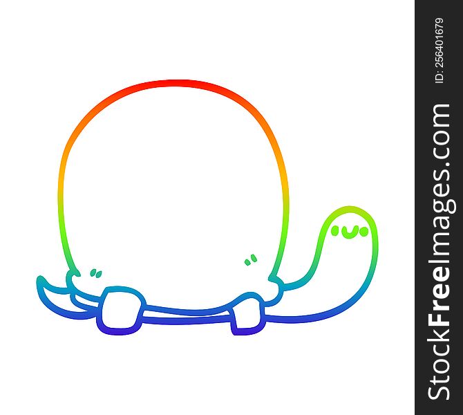 rainbow gradient line drawing of a cute cartoon tortoise