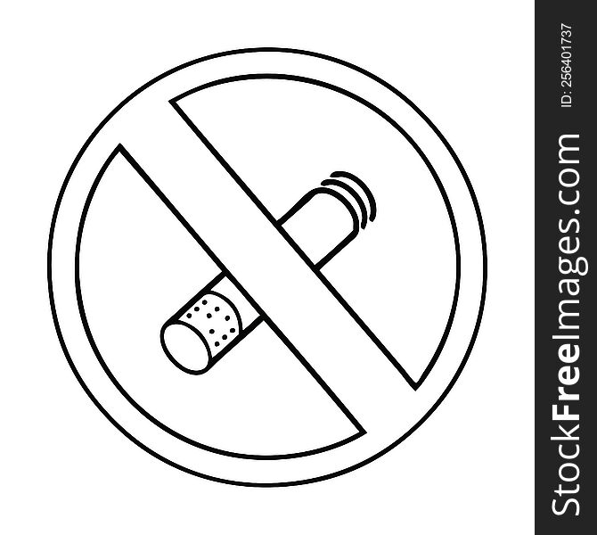 line drawing cartoon of a no smoking allowed sign