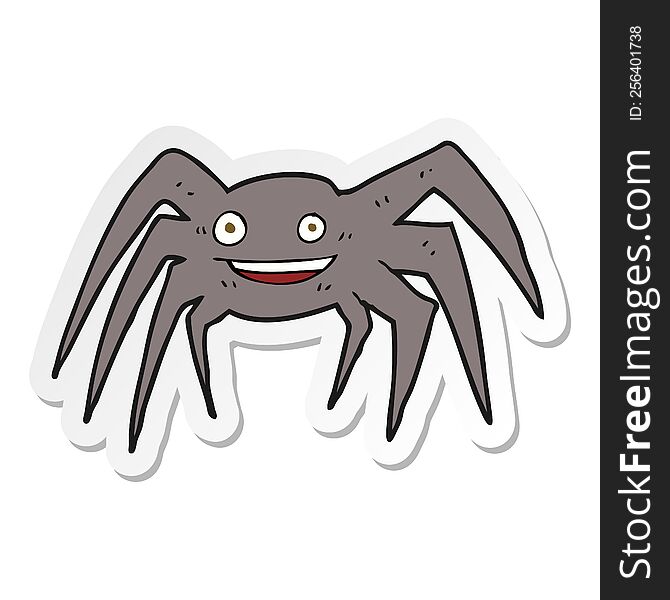 sticker of a cartoon happy spider