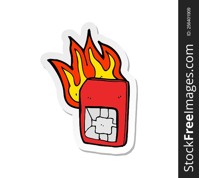 Sticker Of A Cartoon Sim Card