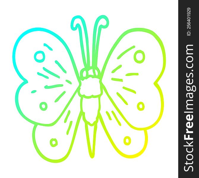 Cold Gradient Line Drawing Cartoon Butterfly