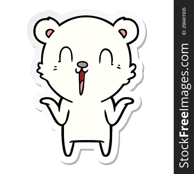 Sticker Of A Happy Cartoon Polar Bear With No Worries