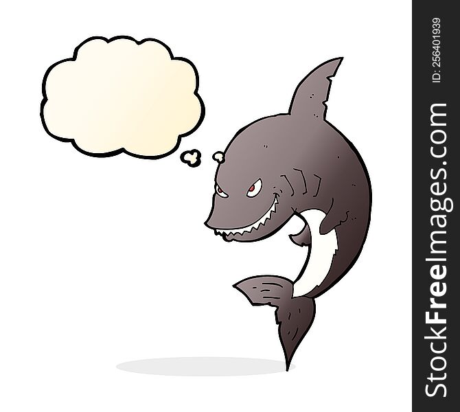 Funny Cartoon Shark With Thought Bubble