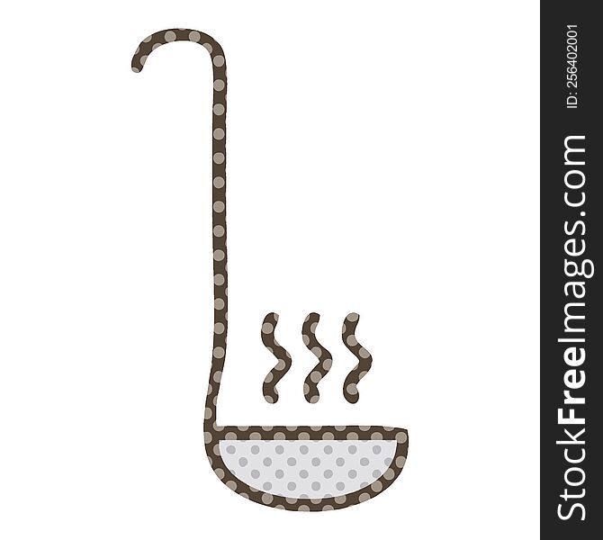 comic book style cartoon of a kitchen ladle