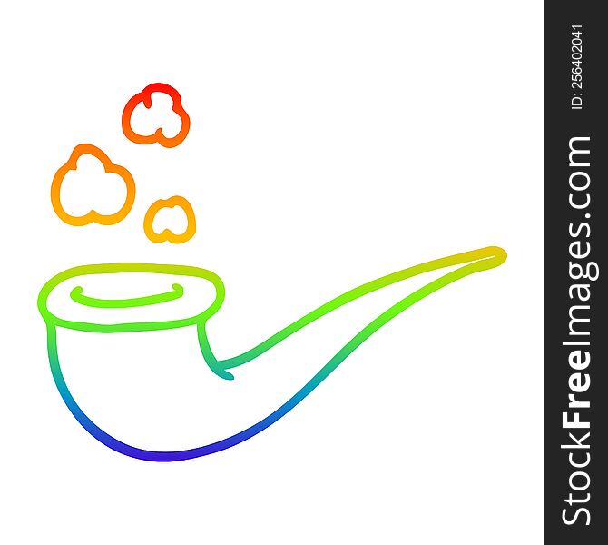 rainbow gradient line drawing cartoon smoking pipe