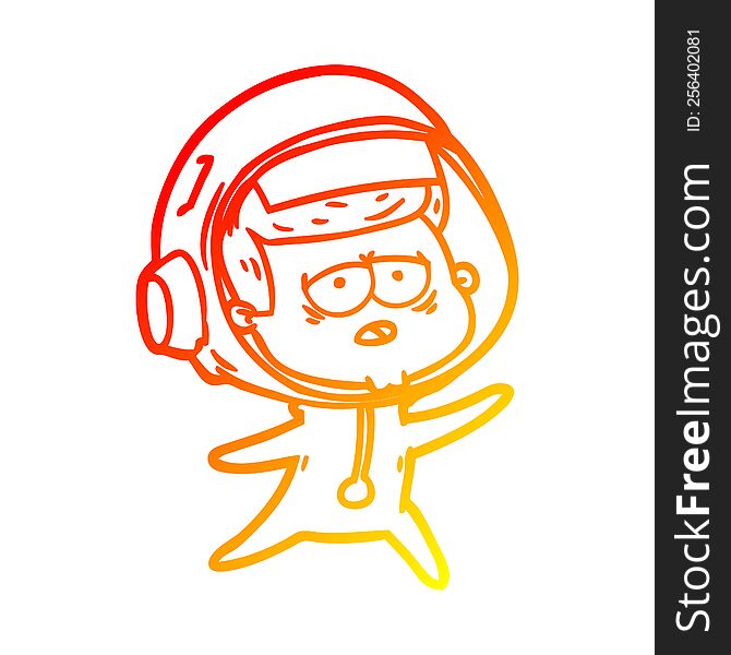 Warm Gradient Line Drawing Cartoon Tired Astronaut