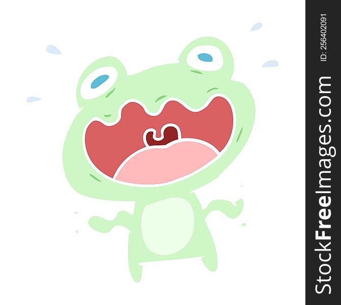 Cute Flat Color Style Cartoon Frog Frightened