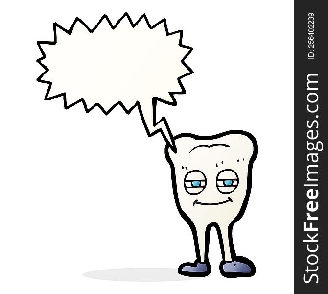Cartoon Smiling Tooth With Speech Bubble