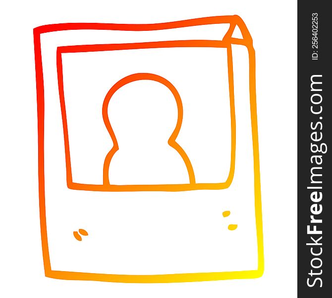 warm gradient line drawing of a cartoon instant photograph