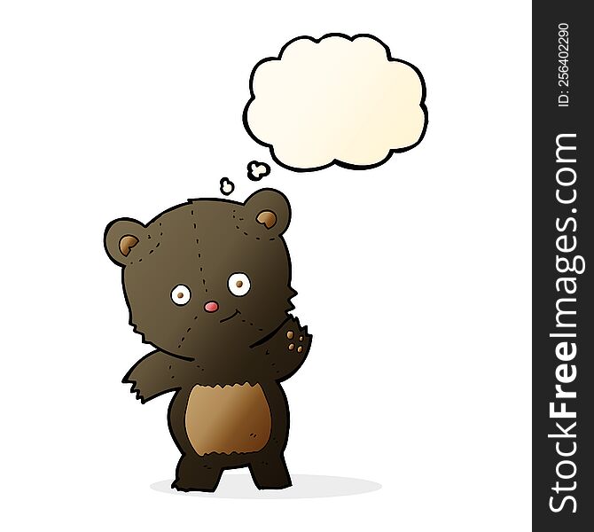 Cute Black Bear Cartoon With Thought Bubble