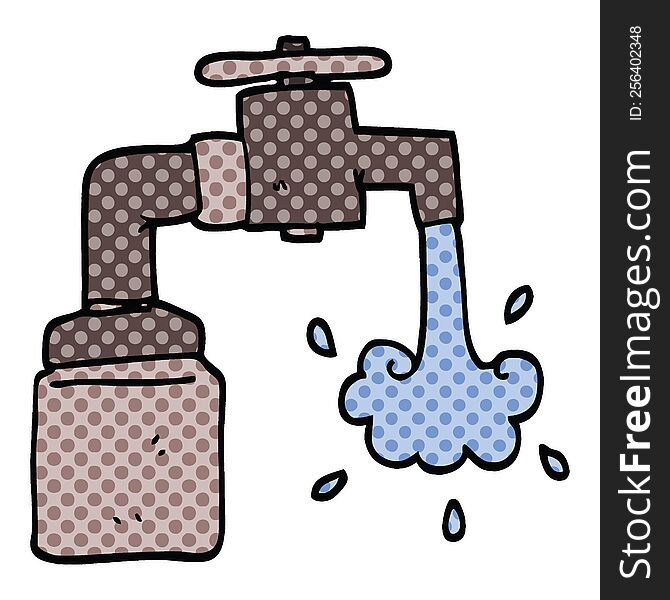 comic book style cartoon running faucet