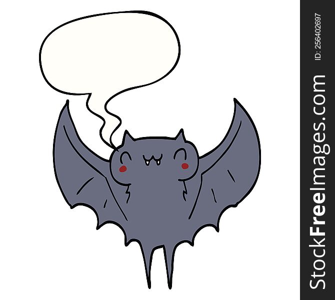 Cartoon Bat And Speech Bubble