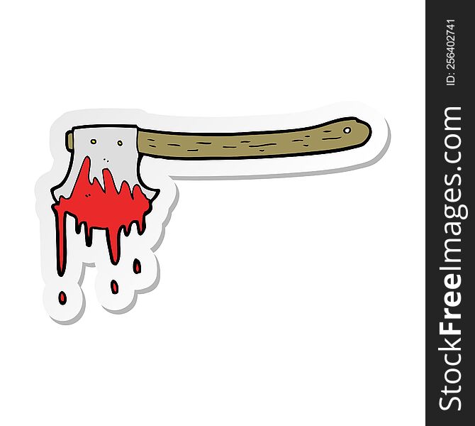 sticker of a cartoon bloody axe