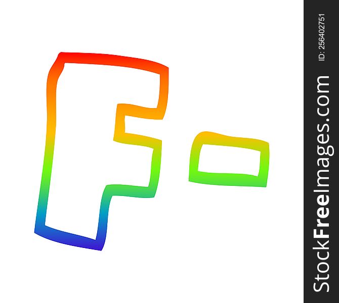 rainbow gradient line drawing of a cartoon letter grades