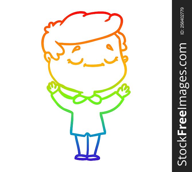 Rainbow Gradient Line Drawing Cartoon Peaceful Man