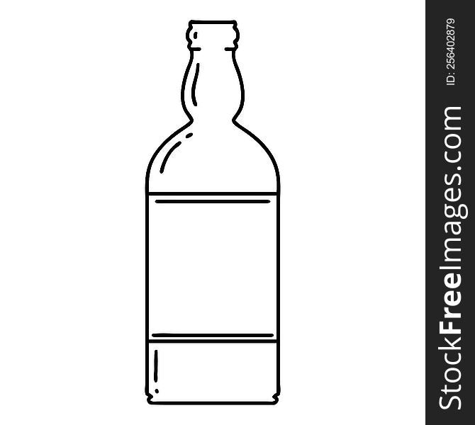 tattoo in black line style of a bottle. tattoo in black line style of a bottle