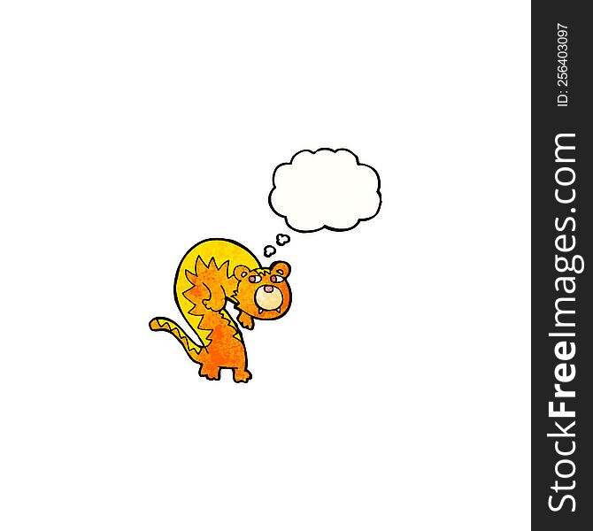 cartoon tiger with thought bubble