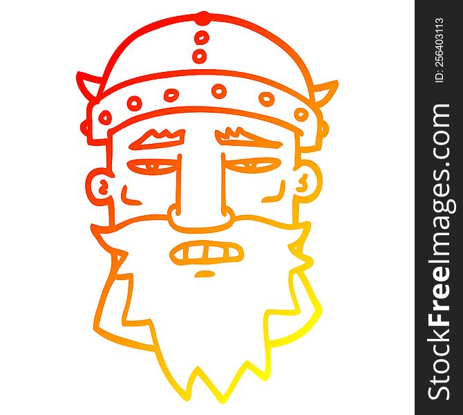 warm gradient line drawing of a cartoon angry warrior