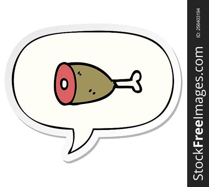 Cartoon Meat And Speech Bubble Sticker