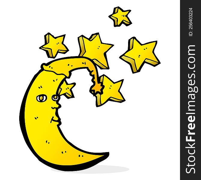 sleepy moon cartoon