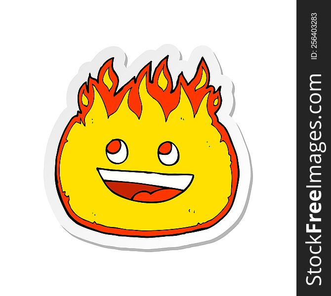 Sticker Of A Cartoon Happy Fire