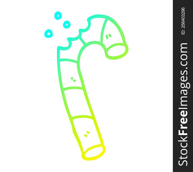 cold gradient line drawing of a cartoon xmas candy cane
