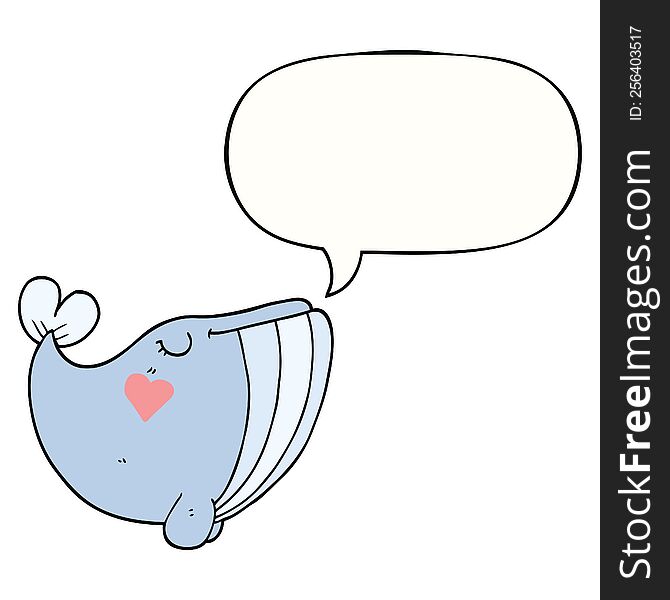 Cartoon Whale And Love Heart And Speech Bubble