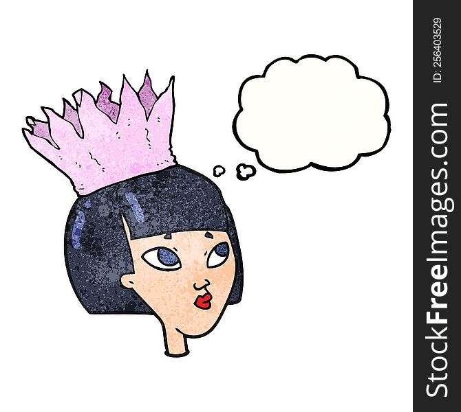 Thought Bubble Textured Cartoon Woman Wearing Paper Crown