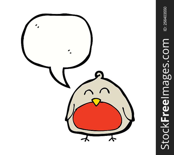 Funny Cartoon Christmas Robin With Speech Bubble